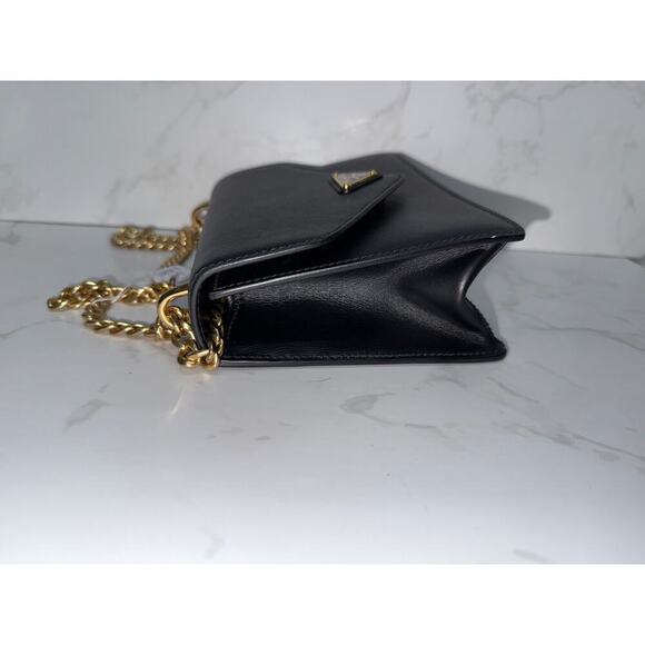 Prada Saffiano Leather Chain Wallet Black Gold Hardware - Picture 8 of 9